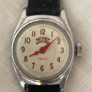 Mickey Mouse Authentic Watch purchased at Disney 1960 Original Black Band